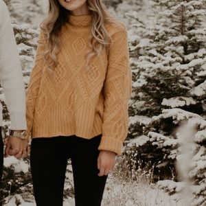 Cable Knit Funnel Neck Sweater